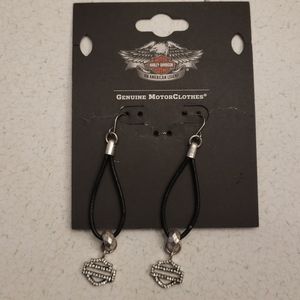 Harley davidson rope bar and shield bling earrings